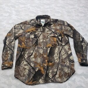 10x Shirt Mens Medium Gray Long Sleeve Button-Up Hunting Outdoors Camp Fishing